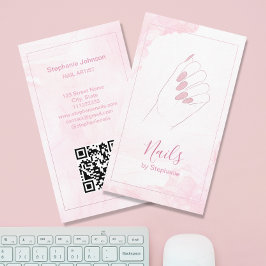Tarjeta De Visita Moda Elegante Rosa Oro Purpurina Manicura de Arte 