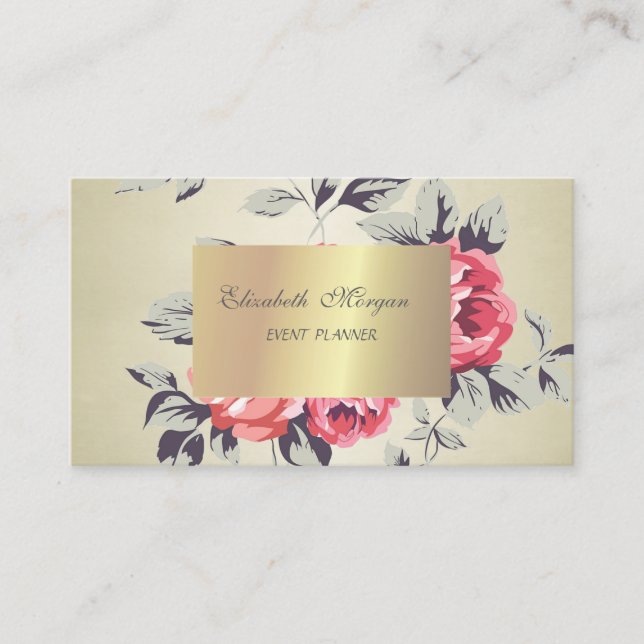 Tarjeta De Visita Moda Elegante Y Elegante, Flores (Anverso)