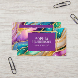 Tarjeta De Visita Moda espumosa Purpurina Golden Rainbow aglamour