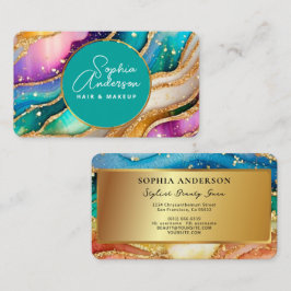 Tarjeta De Visita Moda espumosa Purpurina Golden Rainbow aglamour