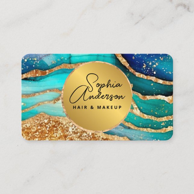 Tarjeta De Visita Moda espumosa Purpurina Golden Rainbow aglamour (Anverso)
