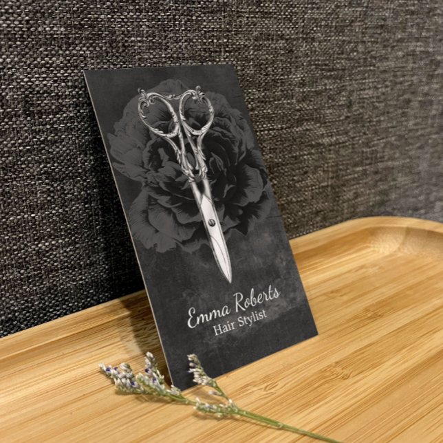 Tarjeta De Visita Moda Estilista De Pelo Sensador De Pizarra Floral  (Subido por el creador)