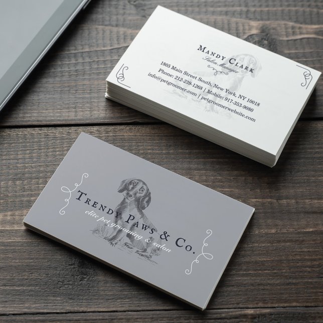 Tarjeta De Visita Moda Estilo Boutique Mascota Salon Dachshund Perro (Subido por el creador)