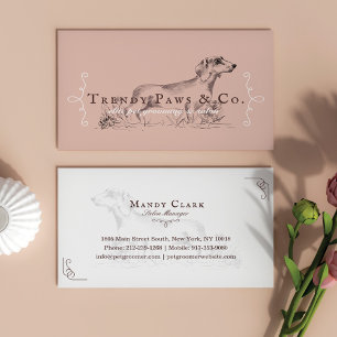 Tarjeta De Visita Moda Estilo Boutique Mascota Salon Dachshund Perro