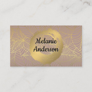 Tarjeta De Visita Moda Faux Brushed Patrón de hoja de Relieve meta