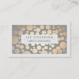 Tarjeta De Visita Moda Faux Gold Leaf Circle Gray Business Card