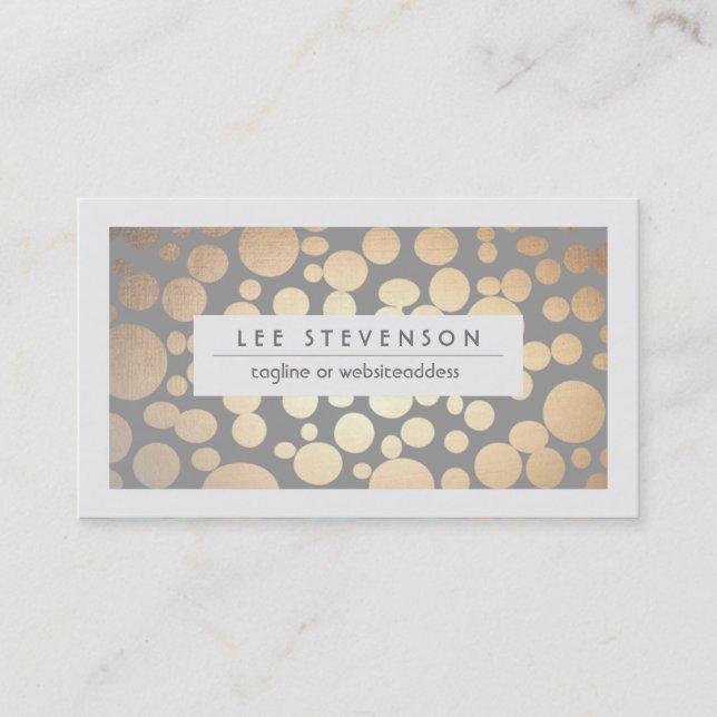 Tarjeta De Visita Moda Faux Gold Leaf Circle Gray Business Card (Anverso)