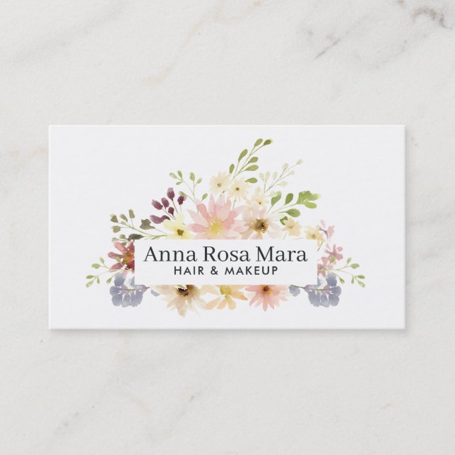 Tarjeta De Visita Moda femenina de la acuarela moderna floral del (Anverso)