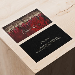 Tarjeta De Visita Moda flor roja goteo de oro purpurina monograma