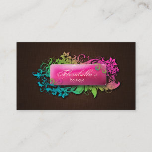Tarjeta De Visita Moda floral Brown rosado de lino