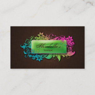 Tarjeta De Visita Moda floral Brown verde de lino