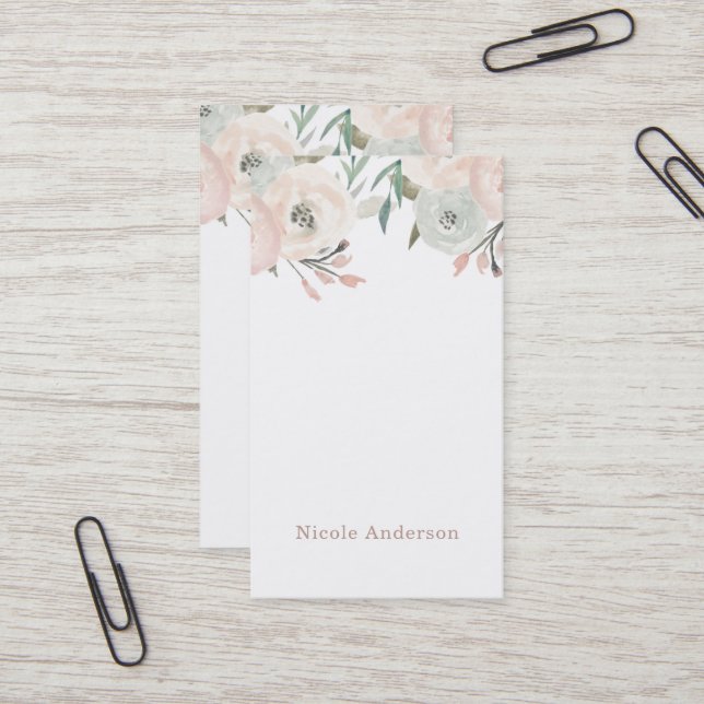 Tarjeta De Visita Moda floral moderna verde rosa y sabrosa (Anverso/Reverso In Situ)