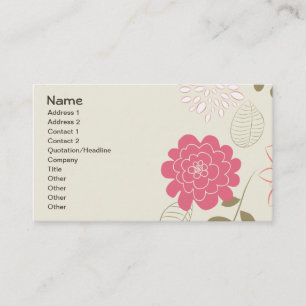 Tarjeta De Visita Moda floral retra femenina fresca linda fina