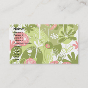 Tarjeta De Visita Moda floral retra femenina linda fresca fina