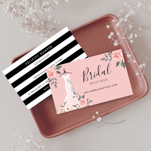 Tarjeta De Visita Moda Floral Rosa Boda Vestido Bridal Boutique