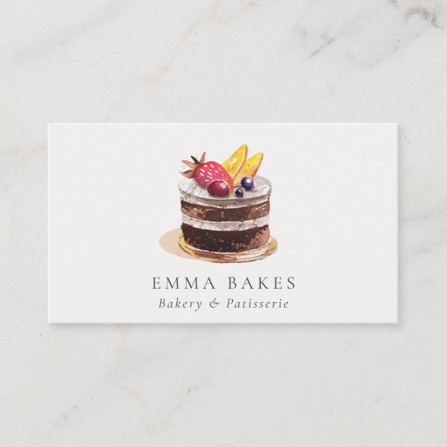 TARJETA DE VISITA MODA FRUTA FLORAL CAKE PATISSERIE CUPCAKE BAKERÍA (Anverso)