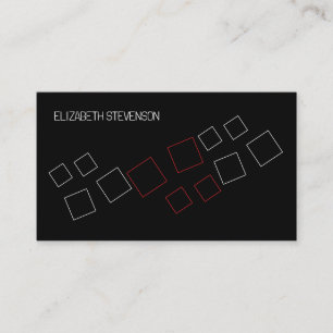 Tarjeta De Visita Moda geométrica mínima Monogramada Blanco negro ro