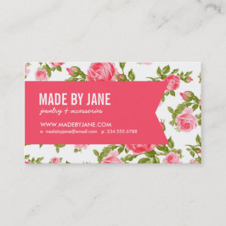 Tarjeta De Visita Moda Girona Elegante Rosas Florales Vintage y Cint