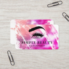 Tarjeta De Visita Moda Glam Pincel rosa Belleza Eyelid