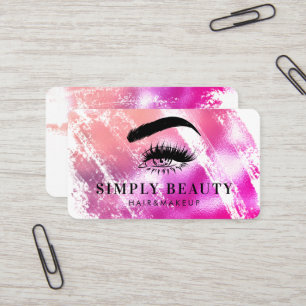Tarjeta De Visita Moda Glam Pincel rosa Belleza Eyelid