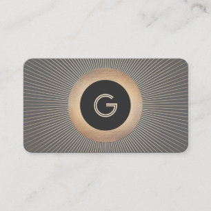 Tarjeta De Visita Moda glamorosa de arte vintage dorado Monograma