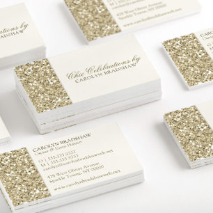 Tarjeta De Visita Moda Gold Faux Purpurina Profesional