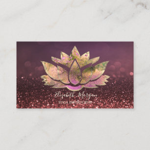 Tarjeta De Visita Moda Gold Lotus Yoga Instructor Bokeh