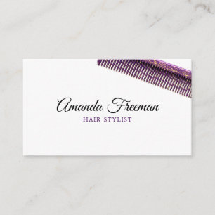 Tarjeta De Visita Moda Gold & Purple Comb Hair Stylist