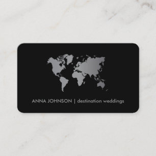 Tarjeta De Visita Moda Gradiente Gris Mapa Mundial Agente de Viajes
