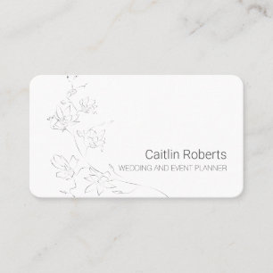 Tarjeta De Visita Moda Gris blanco floral mínimo
