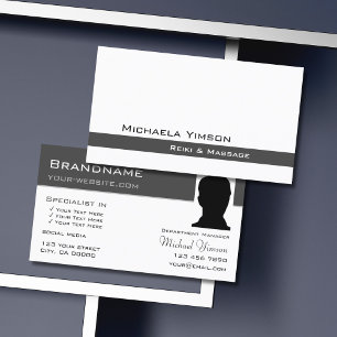 Tarjeta De Visita Moda gris blanco y oscuro con profesional fotográf