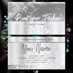 Tarjeta De Visita Moda Gris Gris Platiniana De Lujo Marco Platino