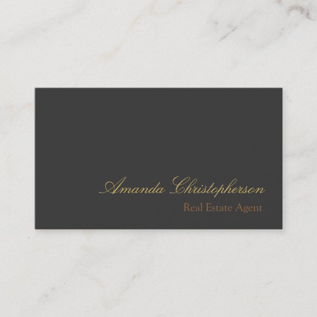 Tarjeta De Visita Moda gris Script Trending Stylish Agent Business C (Anverso)