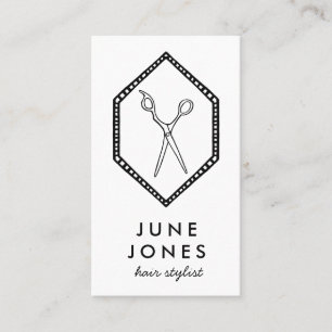 Tarjeta De Visita Moda Hair Stylist Scissors Salon Minimal Line Art