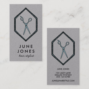 Tarjeta De Visita Moda Hair Stylist Scissors Salon Minimal Line Art