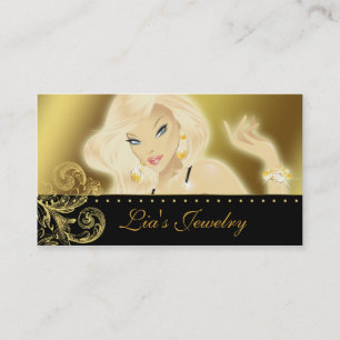 Tarjeta De Visita Moda Joyas Bonito Blonde Woman Gold