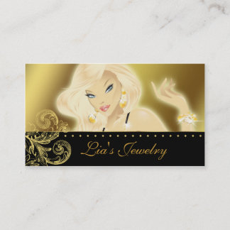Tarjeta De Visita Moda Joyas Bonito Blonde Woman Gold