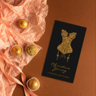 Tarjeta De Visita Moda Lace Lingerie Boutique Golden Purpurina