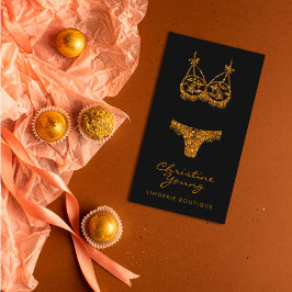 Tarjeta De Visita Moda Lace Lingerie Boutique Golden Purpurina