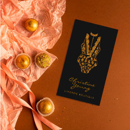 Tarjeta De Visita Moda Lace Lingerie Boutique Golden Purpurina