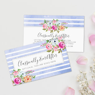 Tarjeta De Visita Moda lamentable de la raya moderna floral rústica
