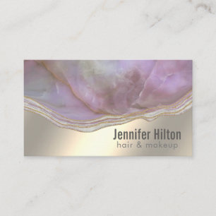 Tarjeta De Visita Moda lavender agate geode Relieve metalizado de or