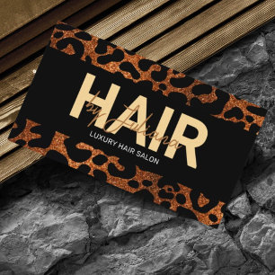 Tarjeta De Visita Moda Leopard Cheetah Purpurina Salón de belleza QR