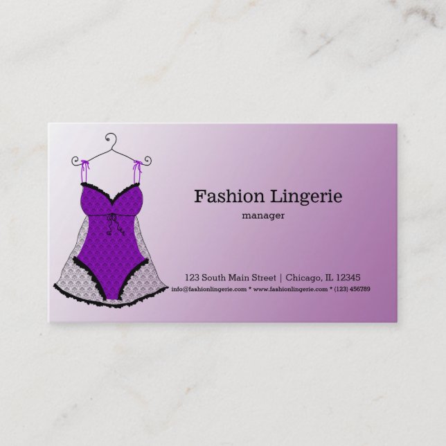 Tarjeta De Visita Moda Lingerie (Anverso)