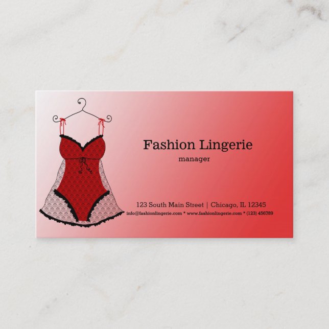 Tarjeta De Visita Moda Lingerie (Anverso)