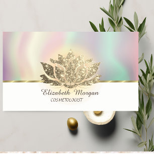 Tarjeta De Visita Moda Lotus Flower Gold Instructor de Yoga