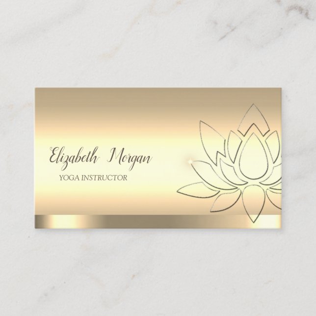 Tarjeta De Visita Moda Lotus Flower Yoga Instructor Gold (Anverso)