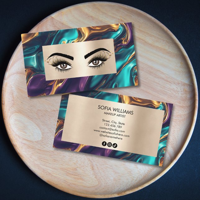 Tarjeta De Visita Moda Lujo Moderno Artista de maquillaje de oro Sal (Subido por el creador)