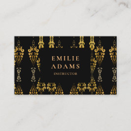 Tarjeta De Visita Moda lujosa negro y falso oro ornamental