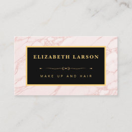 Tarjeta De Visita Moda maquillaje Rosa Oro Marble Artista Salón de p